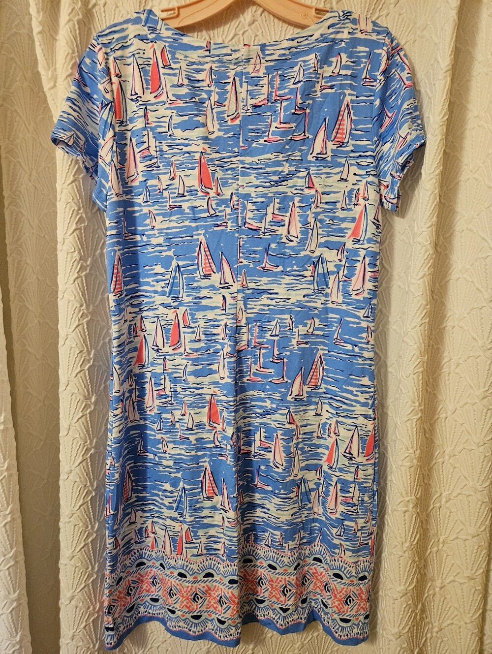Lilly Pulitzer Blue Sailboat Print Midi Dress with Pink Accents - Picture 2 of 7